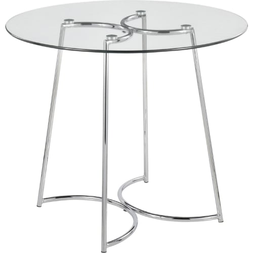 Cece 35" Dinette Table in Chrome & Tempered Glass